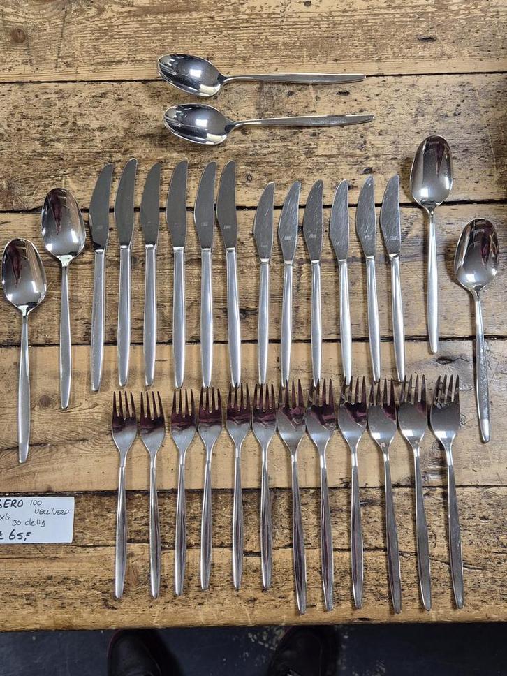 Gero 100 verzilverd 5x6 30-delig bestekset, Verzamelen, Porselein, Kristal en Bestek, Bestek, Metaal, Verzilverd, Ophalen of Verzenden