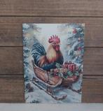 Kerst-kaart haan in arreslee tussen de sneeuw nieuw, Ophalen of Verzenden, 1980 tot heden, Ongelopen, Feest(dag)