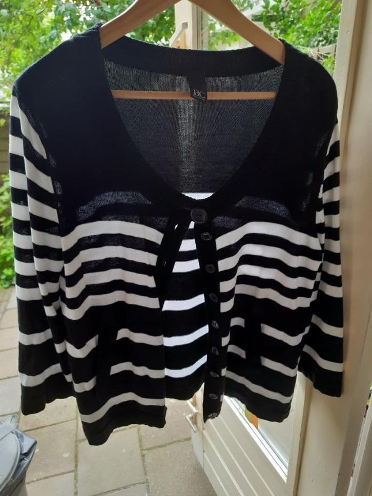 Best Connections zwart-wit vest, 100% katoen, maat 42, Kleding | Dames, Truien en Vesten, Zo goed als nieuw, Maat 42/44 (L), Zwart