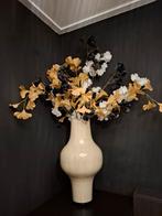 (Ophalen) Light & Living vaas met kunstbloemen, beige/zwart, Huis en Inrichting, Woonaccessoires | Vazen, Ophalen, Overige materialen