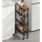 Keukentrolley op Wieltjes–Serveertrolley-3 Lagen-41x77x7cm, Bruin, Nieuw, Minder dan 100 cm, 25 tot 50 cm