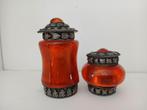 oranje - rood - glas -  potjes, Oranje, Ophalen of Verzenden, Minder dan 50 cm, Glas
