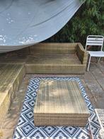 Loungebank van pitriet/rotan, ruime hoekopstelling., Ophalen, Gebruikt