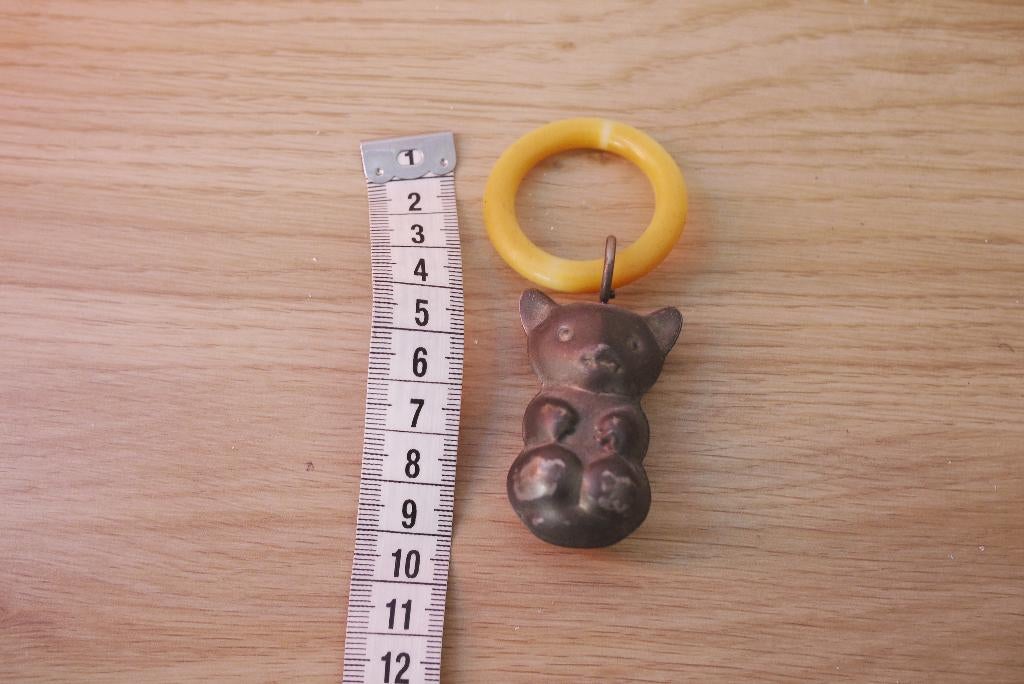 antiek rammelaar bijtring baby teddy 1940 / 1950 beertje, Antiek en Kunst, Ophalen of Verzenden