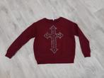 Dames trui - bordeaux rood met strass kruis - maat XS, Ophalen of Verzenden, Zo goed als nieuw, Maat 34 (XS) of kleiner, Rood