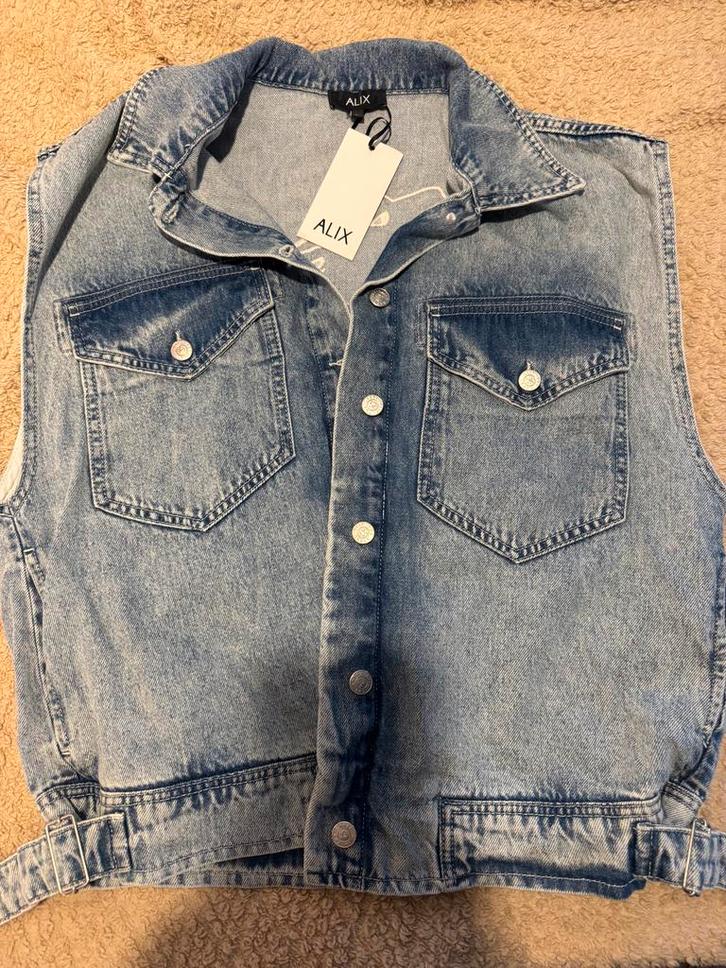 Alix the Label Spijker Gilet - Maat L, Kleding | Dames, Jasjes, Kostuums en Pakken, Zo goed als nieuw, Jasje, Maat 42/44 (L), Blauw