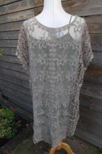 Jurk kaki kant Farouche mt M/L + onderjurk vintage Vaste AAN, Maat 38/40 (M), Farouche, Ophalen of Verzenden, Zo goed als nieuw