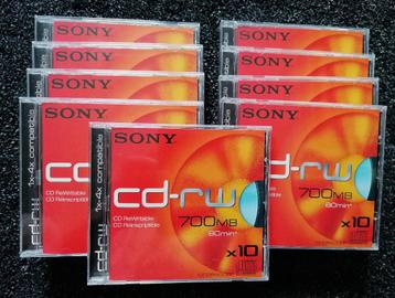 Nieuw: 9 stuks Cd-rw Sony 700mb 80 minuten; compleet nieuw beschikbaar voor biedingen