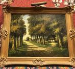 Groot oude schilderij landschap; boerderij olieverf, Ophalen of Verzenden
