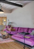 Paarse Velvet Homestock Chaise Longue Bank - 320cm, Huis en Inrichting, Ophalen, Gebruikt, 100 tot 125 cm, Hoekbank