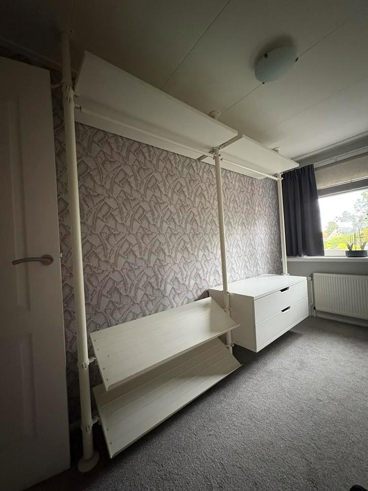 Ikea Stolmen kledingkast/ stelling cremewit met handleiding, Huis en Inrichting, Kasten | Stellingkasten, Gebruikt, Ophalen