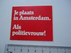 sticker oud POLITIE AMSTERDAM Mokum vrouw retro baan, Verzamelen, Verzenden, Zo goed als nieuw, Bedrijf of Vereniging