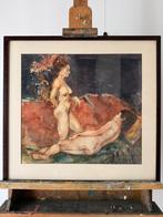 Harry Maas, 2 dames naakt, 1966, aquarel, 54 x 52 cm, Antiek en Kunst, Kunst | Schilderijen | Klassiek, Ophalen of Verzenden
