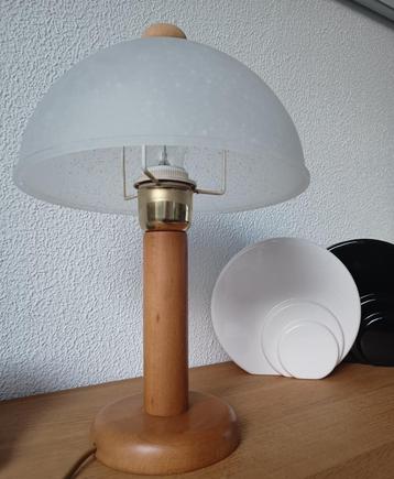 houten vintage mushroom tafellamp (Origineel 70 s beschikbaar voor biedingen