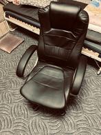 Bijna nieuw leer bureau stoel, Huis en Inrichting, Bureaustoelen, Ophalen, Zo goed als nieuw, Zwart, Bureaustoel