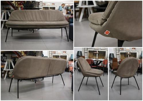 Luxe eetkamerbank + 2 eetkamerstoelen CURTIS Jess Design, Huis en Inrichting, Stoelen, Zo goed als nieuw, Leer, Metaal, Ophalen