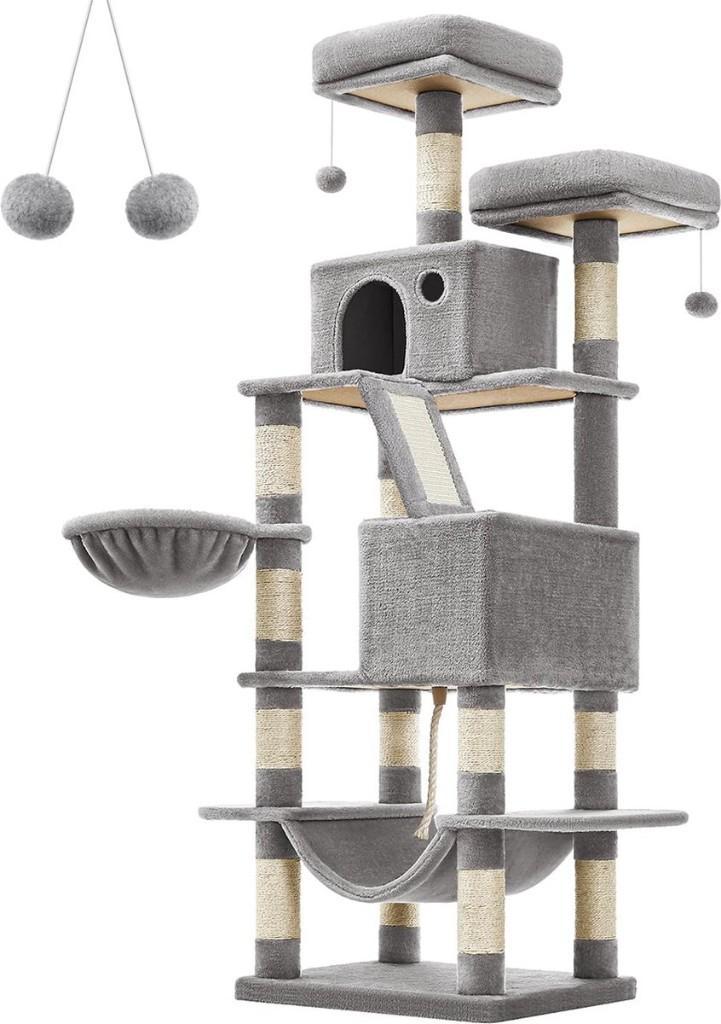 Grote krabpaal van Feandrea, 168 cm hoog, met 13 krabpalen, Dieren en Toebehoren, Krabmeubelen, Nieuw, Krabpaal, Ophalen of Verzenden
