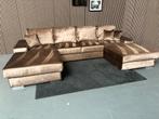 GRATIS LEVERING U-Bank Velvet Champagne 345x185 GEREINIGD, Hoekbank, 300 cm of meer, Ophalen of Verzenden, Zo goed als nieuw