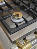 Luxe Fornuis Lacanche 70cm wit + messing 4 pits, 60 cm of meer, Zo goed als nieuw, Energieklasse A of zuiniger, Gas