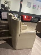 4 dikleder armstoelen beige luxe vulling fauteuils, Ophalen, Gebruikt