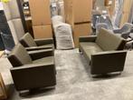 2 zitsbank en 2 fauteuils echt leer groen SAMEN €275, Huis en Inrichting, Tweepersoons, Ophalen of Verzenden, Zo goed als nieuw
