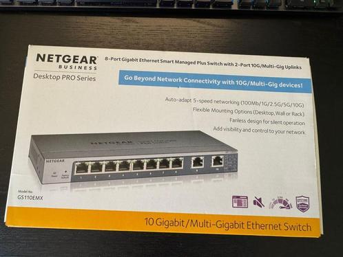 Netgear GS110EMX 8 port 1Gb + 2 port 10Gb managed switch, Computers en Software, Netwerk switches, Gebruikt, Ophalen of Verzenden