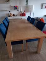 Steel eetkamertafel eiken white oak, massief 220 x 100 cm., Huis en Inrichting, Tafels | Eettafels, Ophalen, Gebruikt, 100 tot 150 cm