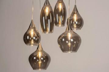 hanglamp salon tafel rond eethoek keuken rookglas lamp beschikbaar voor biedingen