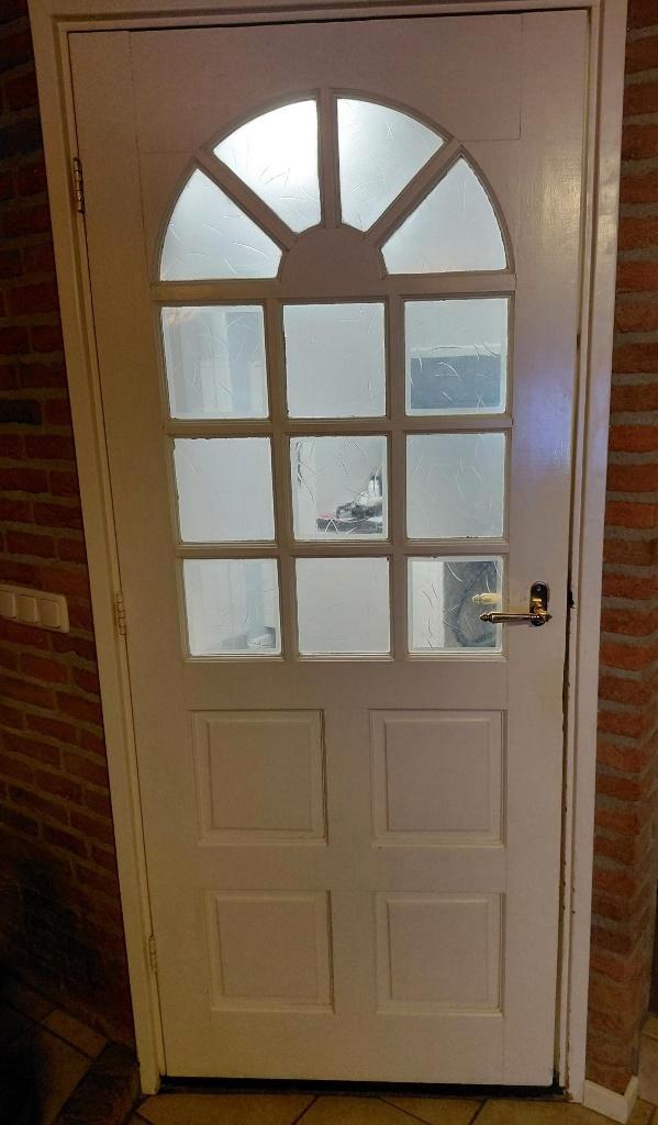 4 binnendeuren met ramen, Doe-het-zelf en Verbouw, Deuren en Horren, Gebruikt, Binnendeur, 200 tot 215 cm, 80 tot 100 cm, Glas