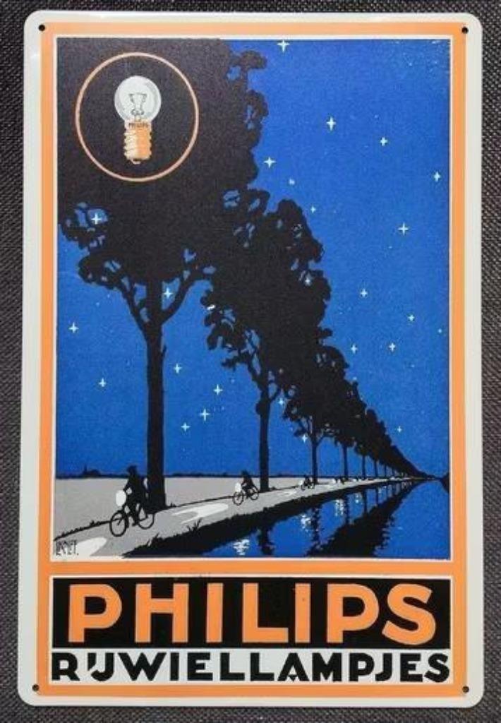 PHILIPS Rijwiellampjes Reclame Metalen Wandbord, Verzamelen, Merken en Reclamevoorwerpen, Nieuw, Reclamebord, Verzenden