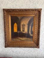Groot schilderij kerk interieur, Antiek en Kunst, Ophalen