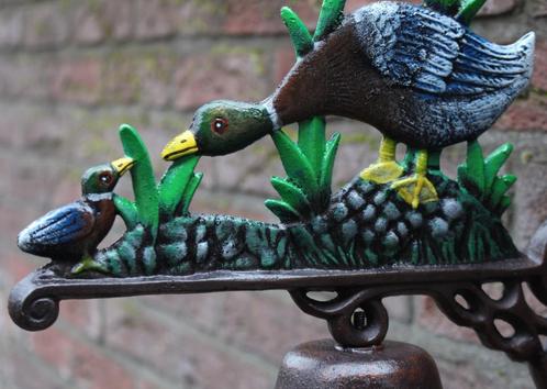 Deurbel eend met kuiken, gietijzer, landelijk, nieuw, bel, Antiek en Kunst, Curiosa en Brocante, Ophalen of Verzenden