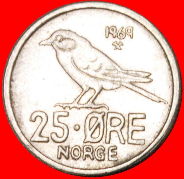 Ⰶ BIRD 1958-1973: NORWAY 25 ORE 1969 DIE I! OLAV V 1957-1991, Postzegels en Munten, Munten | Europa | Niet-Euromunten, Losse munt