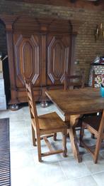 Eikenhouten eettafel met 6 stoelen, Huis en Inrichting, Complete eetkamers, Ophalen, Gebruikt, 4 tot 6 stoelen