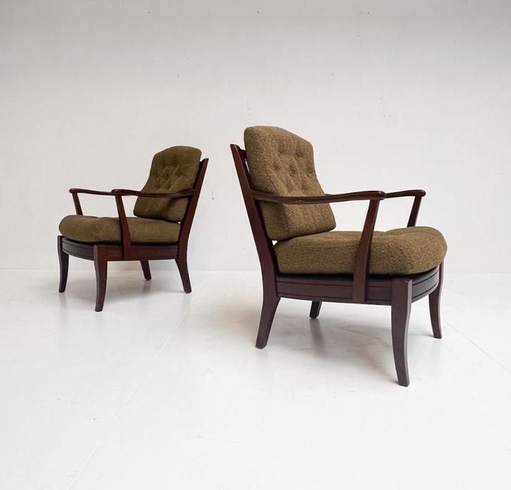 Opnieuw gestoffeerde Zweedse fauteuil van Engens, 1970's, Huis en Inrichting, Fauteuils, Gebruikt, Hout, Stof, 50 tot 75 cm, Minder dan 75 cm