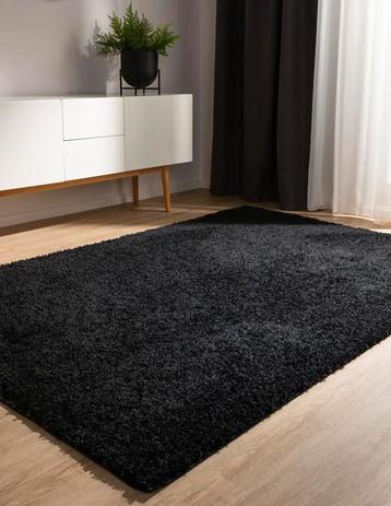 Zwart Hoogpolig Vloerkleed 240x220 cm Tapijt beschikbaar voor biedingen
