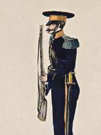 Drie aquarellen van een Militair eind 19e eeuw, Ophalen of Verzenden