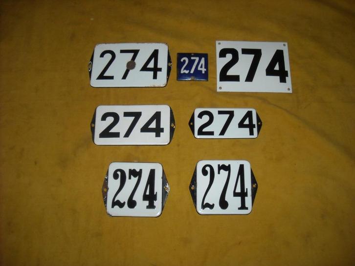 oud emaille huisnummer 274 ook 275 276 277 278 279 280 281 2, Antiek en Kunst, Antiek | Emaille, Ophalen of Verzenden