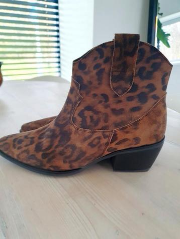 Comfortabele leopard leren enkellaarsjes - mt 40 - ZGAN! beschikbaar voor biedingen