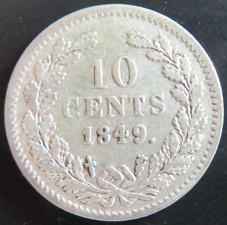 10 Cent 1849 Willem II, Postzegels en Munten, Munten | Nederland, Losse munt, 10 cent, Koning Willem II, Zilver, Verzenden