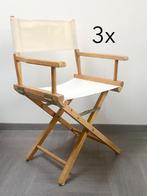 Drie regisseursstoelen, beukenhout en canvas, Ophalen, Hout, Gebruikt, Overige kleuren