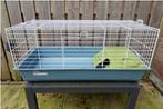 Z.G.A.N. blauwe kooi met witte tralies en huisje., Kooi, Zo goed als nieuw, 75 tot 110 cm, Cavia