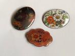 3 x broche metaal met emaille bloemen motief, Ophalen of Verzenden, Gebruikt, Minder dan 4 cm