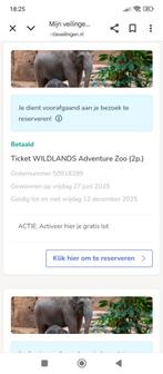 4 kaarten Wildlands, Tickets en Kaartjes, Recreatie | Dierentuinen, Drie personen of meer, Ticket of Toegangskaart