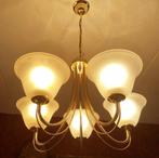 Kroonluchter - hanglamp klassiek vintage goud - art deco kap, Huis en Inrichting, Lampen | Hanglampen, Ophalen of Verzenden, Glas