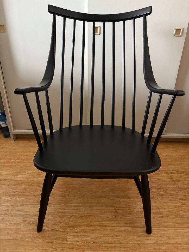Vintage Pastoe Lena Larsson spijlen fauteuil, Nesto, Huis en Inrichting, Stoelen, Gebruikt, Eén, Zwart, Ophalen