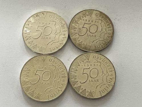 4 x 50 gulden munten.1987, Postzegels en Munten, Munten | Nederland, Setje, 50 gulden, Koningin Beatrix, Zilver, Ophalen of Verzenden
