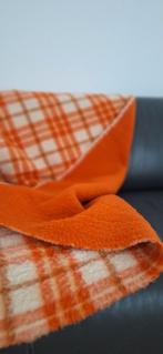 Vintage wollen deken - oranje geblokt, Huis en Inrichting, Woonaccessoires | Plaids en Woondekens, Ophalen of Verzenden, Gebruikt