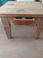 Salontafel of eventueel  bijzettafel van onbewerkt teak hout, Vierkant, 55 tot 75 cm, Zo goed als nieuw, Hout