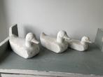 3 x wit geschilderde terracotta eenden. Verschillende maten., Ophalen, Zo goed als nieuw